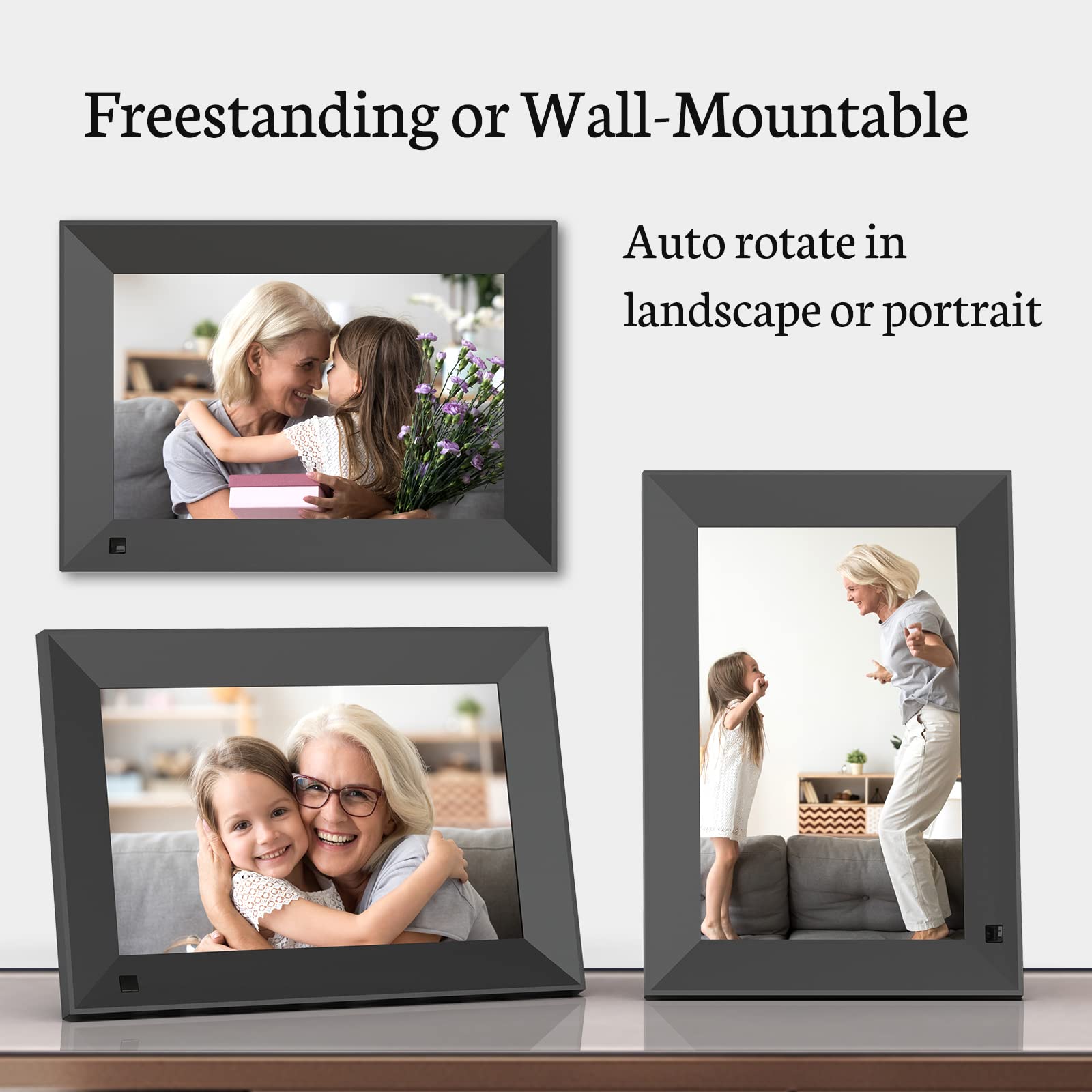 BSIMB 32GB WiFi Digital Picture Frame, Digital Photo Frame HD IPS Touch Screen Motion Sensor, Easy Setup to Upload Photos/Videos via App, Email, Auto-Rotate, Wall-Mounted, Gift for Grandparents