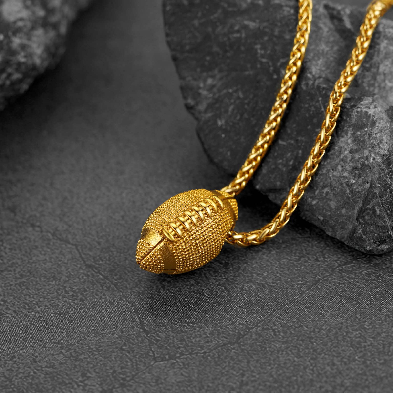 FaithHeart Sports Necklace for Men Women, Stainless Steel Gold Plated 3D Football/Soccer/Basketball/Volleyball Pendant Jewelry with Delicate Gift Packaging