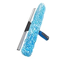 Unger Professional 2-in-1 Squeegee & Scrubber - 14” Window Cleaning Tool – Cleaning Supplies, Squeegee for Window Cleaning, Commercial & Residential Use, Reusable Microfiber Sleeve