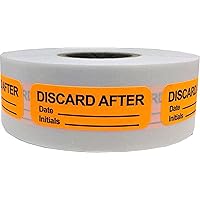 Fluorescent Orange with Black Discard After Medical Healthcare Stickers, 0.5 x 1.5 Inches in Size, 500 Labels on a Roll