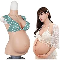Realistic 4-9 Months Silicone Pregnant Belly, Fake Boobs and Belly with Cotton Filled Breastplate Forms for Crossdresser