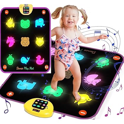 Dance Mat for Kids - 8-Button Light Up Dance Floor Mat 5 Game Modes Musical Mat for Toddlers with Adjustable Volume, Birthday Gifts Toys for 3 4 5 6 7 8 9+ Year Old Boys Girls