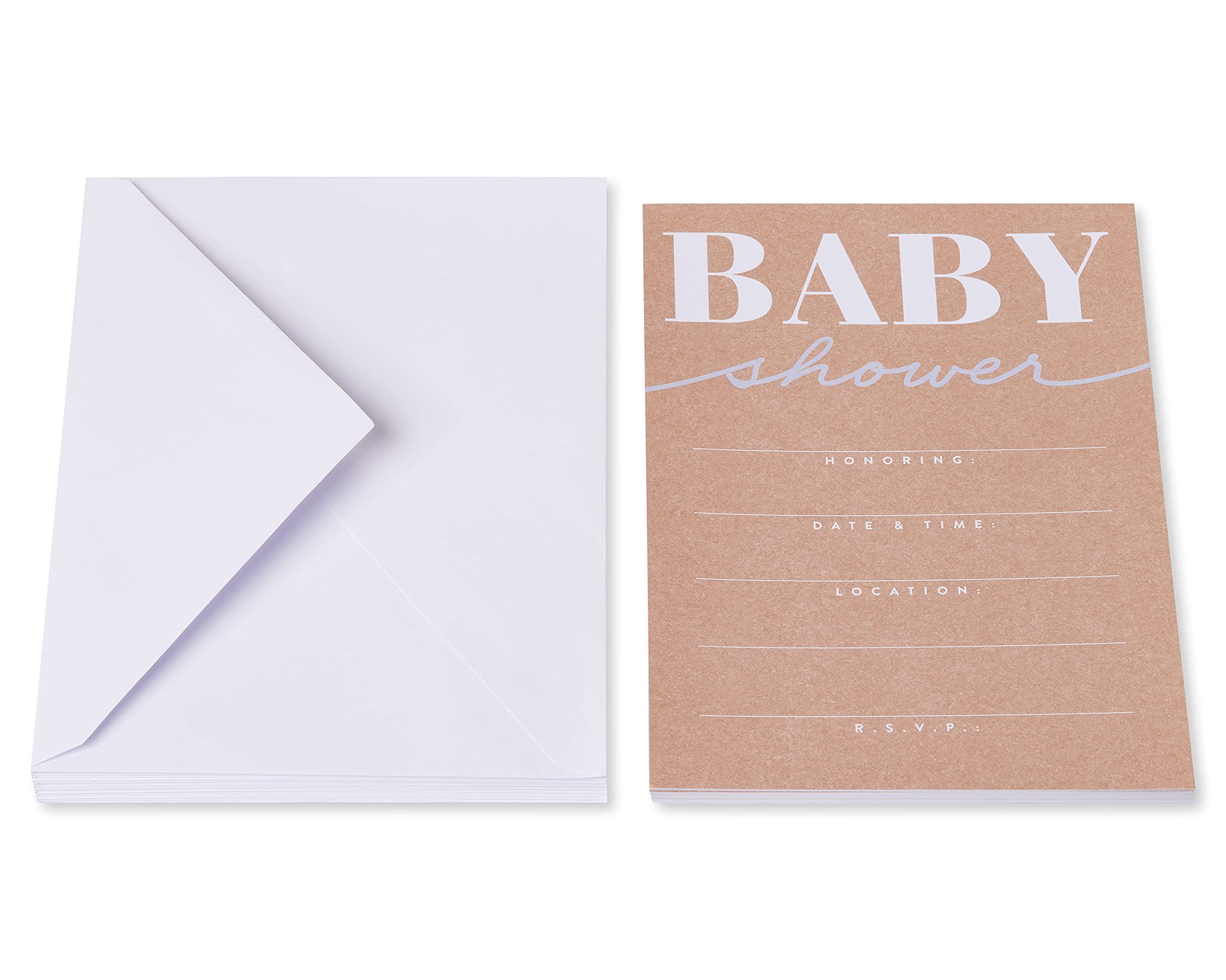 American Greetings Baby Shower Invitations with Envelopes, Kraft Style (25-Count)