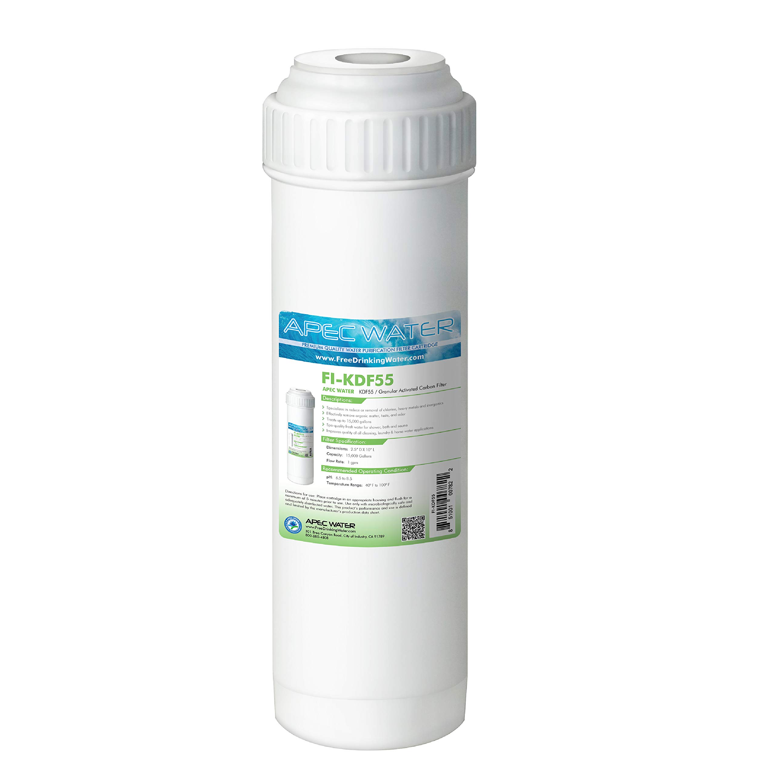 APEC Water Systems FI-KDF55 2.5"x10" Chlorine and Heavy Metal Reduction Specialty Water Filter