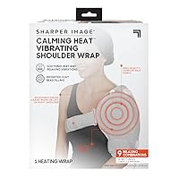 Calming Heat Shoulder Wrap by Sharper Image- Electric Shoulder Heating Pad with Vibrations & Soothing Heat, Left or Right Shoulder Brace, 3 Heat, 3 Vibration Settings- 9 Relaxing Combinations