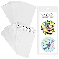 100pcs White Car Coaster Packaging for Selling 6.8 x 2.9 in Sublimation Blanks Display Cards Car Coaster Packaging Self Seal Bags for Packing a Pair of Cup Coasters