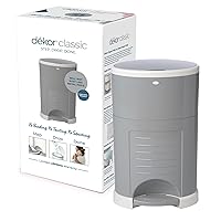 Diaper Dekor Classic Hands-Free Diaper Pail | Gray | Easiest to Use | Just Step – Drop – Done | Doesn’t Absorb Odors | 20 Second Bag Change | Most Economical Refill System
