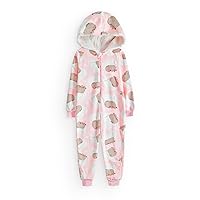 Pusheen The Cat Onesie For Girls | Kids Teens Pink Multi Brown OR Character Options Cat Pyjamas | Sherpa Fleece Hood with Zip
