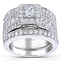 Kobelli Princess-cut Diamond 3-Piece Bridal Ring Set 1 4/5 Carat (ctw) in 14k White Gold