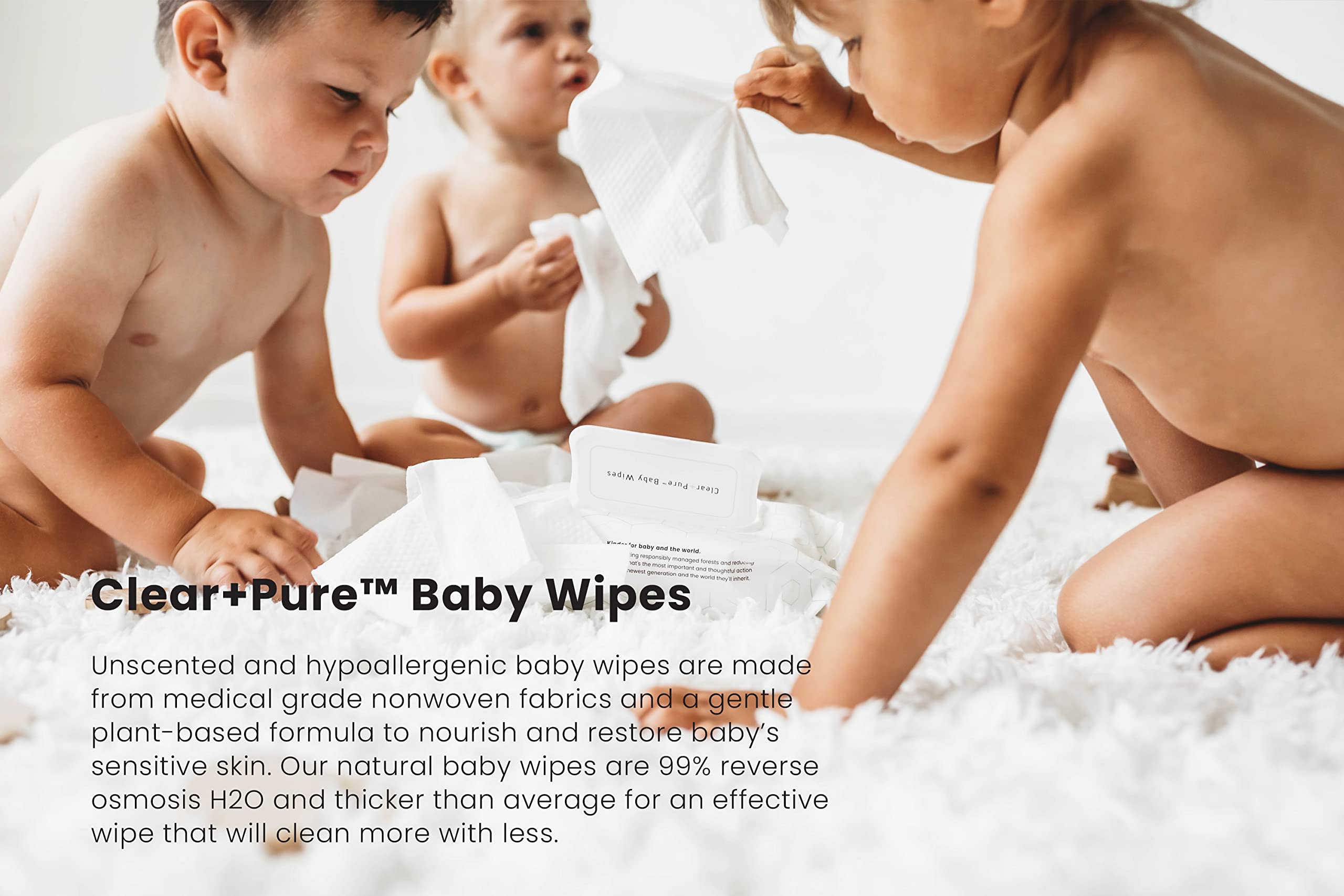 Parasol Clean+Pure Natural Baby Wipes 99% RO, pH Balanced, Hypoallergenic Formula Baby Wipes Plant-Based Alcohol Free Baby Wipes, Perfect for Sensitive Skin 60 Wipes Per Pack, Pack of 10