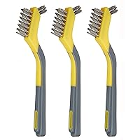 Amazon Basics Stainless Steel Mini Brushes, Soft Grip, 3-Pack, Black & Yellow