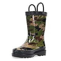 Western Chief Boys Waterproof Printed Rain Boot with Easy Pull On Handles, Camo, 3 M US Little Kid