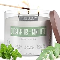 by Candle-lite Scented Candles, Eucalyptus & Mint Leaf Fragrance, One 14.75 oz. Three-Wick Aromatherapy Candle with 45 Hours of Burn Time, Off-White Color