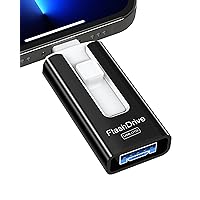 Sunany USB Flash Drive 256 GB for Phone and Pad, High Speed External Thumb Drives USB Memory Storage Photo Stick for Save More Photos and Videos (Black)