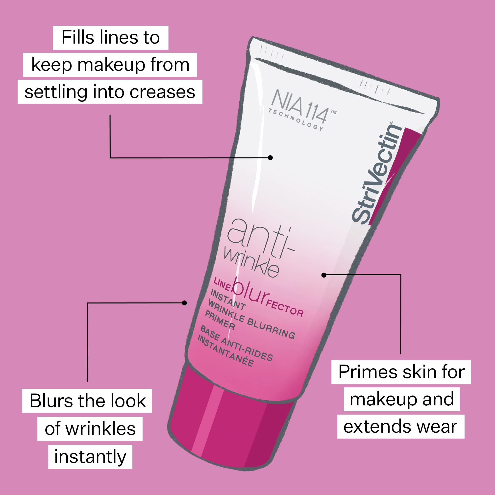 StriVectin Line BlurFector™ Instant Wrinkle Blurring Primer, Skin Primer to help blur and fill the look of wrinkles, Makeup Primer for Smooth Skin, 1 oz.