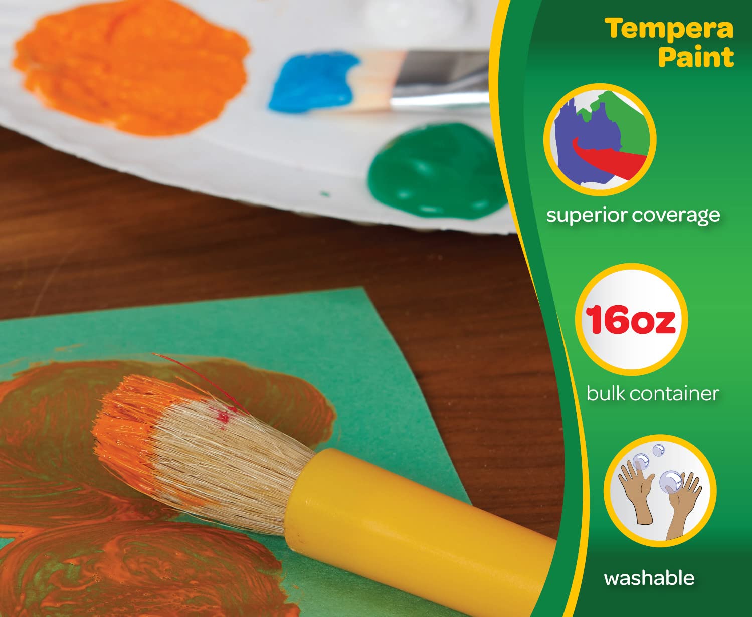 Crayola Premier Tempera Paint For Kids - Brown (16oz), Kids Classroom Supplies, Great For Arts & Crafts, Non Toxic, Easy Squeeze Bottle