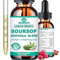 Organic Soursop Graviola Liquid Drops, Blessed Botanical Soursop Tincture w/Sea Moss, Ginger, Elderberry, Soursop Bitters Liquid with Soursop Leaf Extract for Immune Boost, Cell Regeneration, Detox