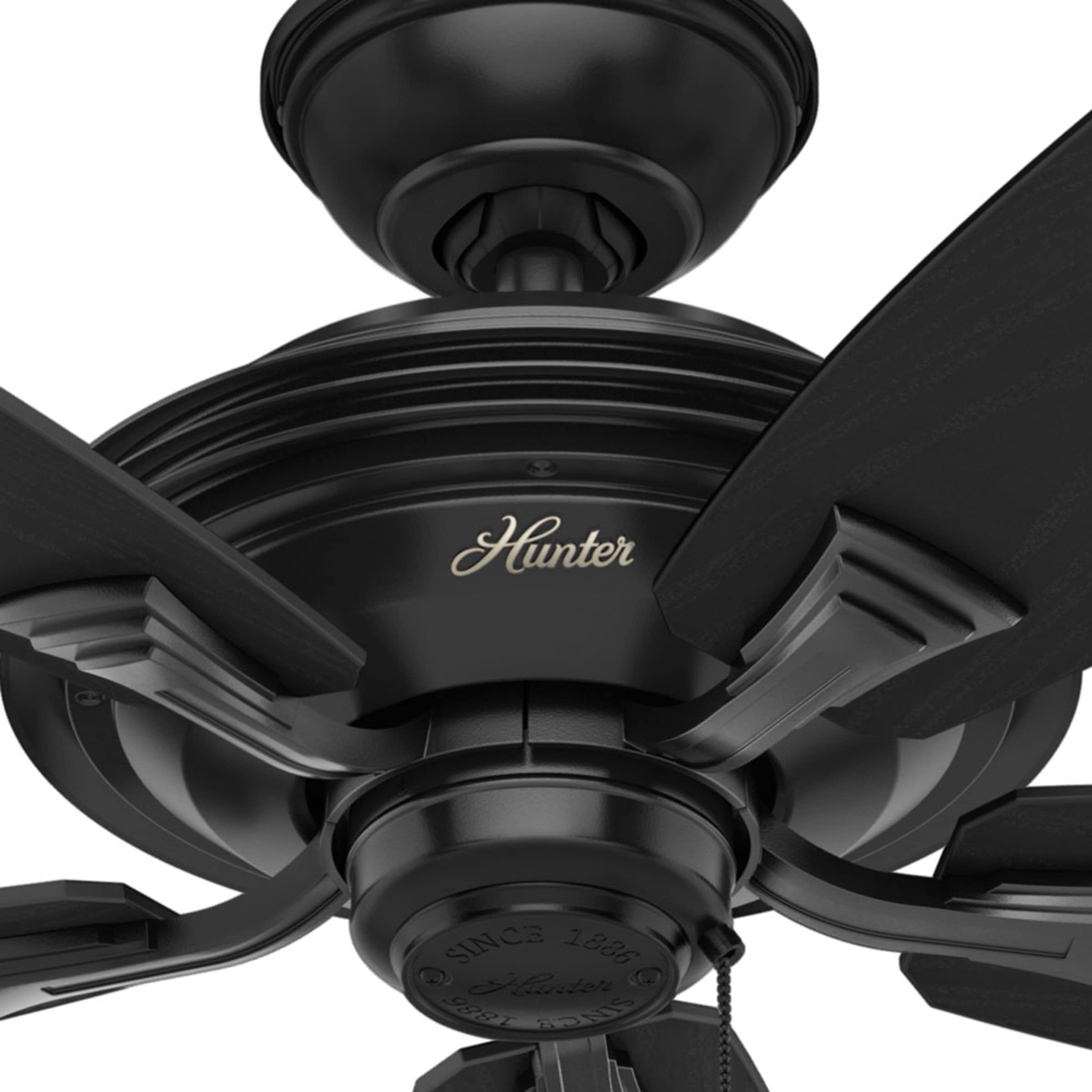 Hunter Fan Company, 53348, 52 inch Rainsford Matte Black Indoor/Outdoor Ceiling Fan and Pull Chain
