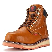 SUREWAY 6” Mens Heavy Duty Steel Toe Work Boots for Men,Goodyear Welt,Extremely Comfortable Durable Proved,Superior Oil/Slip Resistant,Thicker Leather,Wedge Sole,EH Safety Industrial Construction Boots