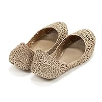 mini melissa Campana Papel Flats for Kids - Comfortable & Cute Closed-Toe Jelly Flat Shoes with Interwoven Cut-Out Design for Girls