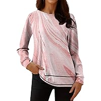 Women's Night Out Tops Fashion Casual Long Sleeve Print Round Neck Pullover Top Blouse Y2K, S-3XL