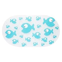 Large Non-Slip Baby Bath Mat With Strong Suction Cups, Baby Bath Tub Time Essentials, Blue Fish