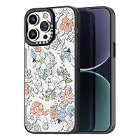Compatible for iPhone 14 Pro Case Cute Aesthetic - Durable Fashion Funny Phone Case - Lovely Flowers Pattern Print Soft Shockproof Cover 6.1 inches Black