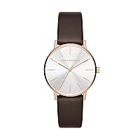 A｜X ARMANI EXCHANGE Women's Three-Hand Brown Leather Band Watch (Model: AX5592)