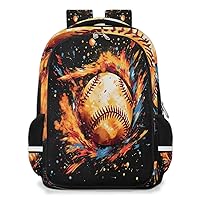 Small Backpack for Women, Baseball Colorful Ball Travel Backpack Multi Compartment Carry On Backpack Waterproof Backpack Cute Book Bags With Chest Strap for Women Men