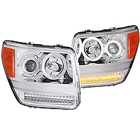 Anzo USA 111144 Dodge Nitro G2 Projector Halo Chrome Clear AmberHeadlight Assembly - (Sold in Pairs)