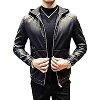 Youth Trendy Motorcycle Racer Slim Fit Genuine Sheepskin Hooded Black Biker Leather Jacket
