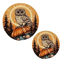 ALAZA Owl (2) Trivets for Hot Dishes 2 Pcs,Hot Pad for Kitchen,Trivets for Hot Pots and Pans,Large Coasters Cotton Mat Cooking Potholder Set
