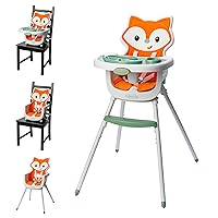 Infantino Grow-with-Me 4-in-1 Convertible High Chair, Fox-Theme, Space-Saving Design, Booster and Toddler Chair for Infants & Toddlers 3M-36M