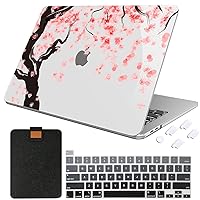 for MacBook Pro 13 Inch Case 2020 Release M1 A2338 A2289 A2251, Full-Body Protection Plastic Hard Shell Case with Laptop Sleeve Bag & Keyboard Cover & Dust Plug, Cherry Blossoms