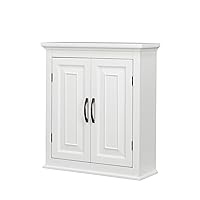 Teamson Home St. James Removable Wood Wall Cabinet 2 Doors 2 Adjustable Shelves 3 Storage Spaces, White