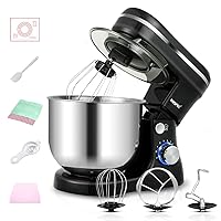 Stand Mixer,6.5-QT 660W 8-Speed Tilt-Head Food Mixer, Kitchen Electric Mixer with Dough Hook, Wire Whip & Beater (Black)