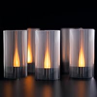 Flameless Candles, Battery Operated LED Pillar Candles, D1.5 x H3 inch, Flickering Warm Yellow Long Flame-Effect Light with Black Base, Romantic Electronic Fake Candles, Set of 12 (Black)