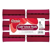 Annie Jumbo Cold Wave Rods with Rubber Band for Hair Curling and Perm Styling - Burgundy - Set of 3 Packs of 6 (18 Pieces)