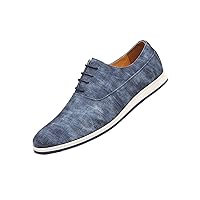 Men's Denim Oxford Shoes Plain Toe Lace Up Business Casual Formal Shoes