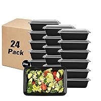 LOKATSE HOME 24 Pack Meal Prep Containers 24 oz Reusable Storage Lunch Bento Boxes, Freezer and Dishwasher Safe & Stackable