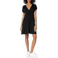 Amazon Essentials Women's Surplice Dress (Available in Plus Size), Black, X-Large