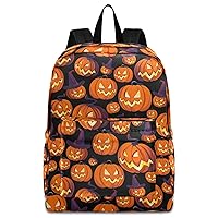 Halloween Pumpkins Floral Pattern Large Portable Laptop Backpack,Durable Travel Bag for Boys Girls School Bookbag Work Fit 16.5 Inch Notebook