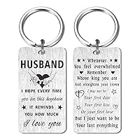 Husband Valentines Day Gifts from Wife- Personalized Valentines Keychain for Him Husband- Hubby Father's Day