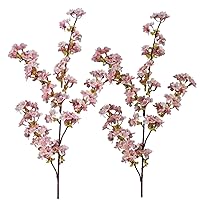 Artificial Cherry Blossom Branches, 2PCS 39 Inch Artificial Cherry Blossom Flowers, Spring Peach Blossom, Lifelike Silk Sakurra Flowers, Fake Flowers Arrangements for Home Decoration