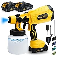 Cordless Paint Sprayer with 2 Batteries， HVLP Electric Paint Gun with 1000ML Container, 4 Copper Nozzles & 3 Spray Patterns