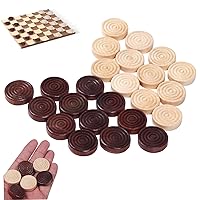 Checkers Pieces 24Pcs Wooden Smooth Spiral Engraved Draughts Pieces Educational Round Painted Backgammon Pieces for Kids Board Game Game Pieces