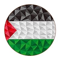 Palestine Flag Leather Coasters,Non Slip Coasters Drink Cup Mat for Funny Birthday Party, Apartment,Kitchen,Room,Bar Decor,Set of 6