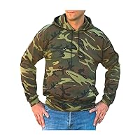 Mens Camouflage Fleece Long Sleeve Pullover Hooded Sweatshirt with Drawstring (3969)