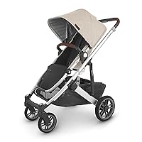 Cruz V2 Stroller/Full-Featured Stroller with Travel System Capabilities/Toddler Seat, Bumper Bar, Bug Shield, Rain Shield Included/Declan (Oat Mélange/Silver Frame/Chestnut Leather)