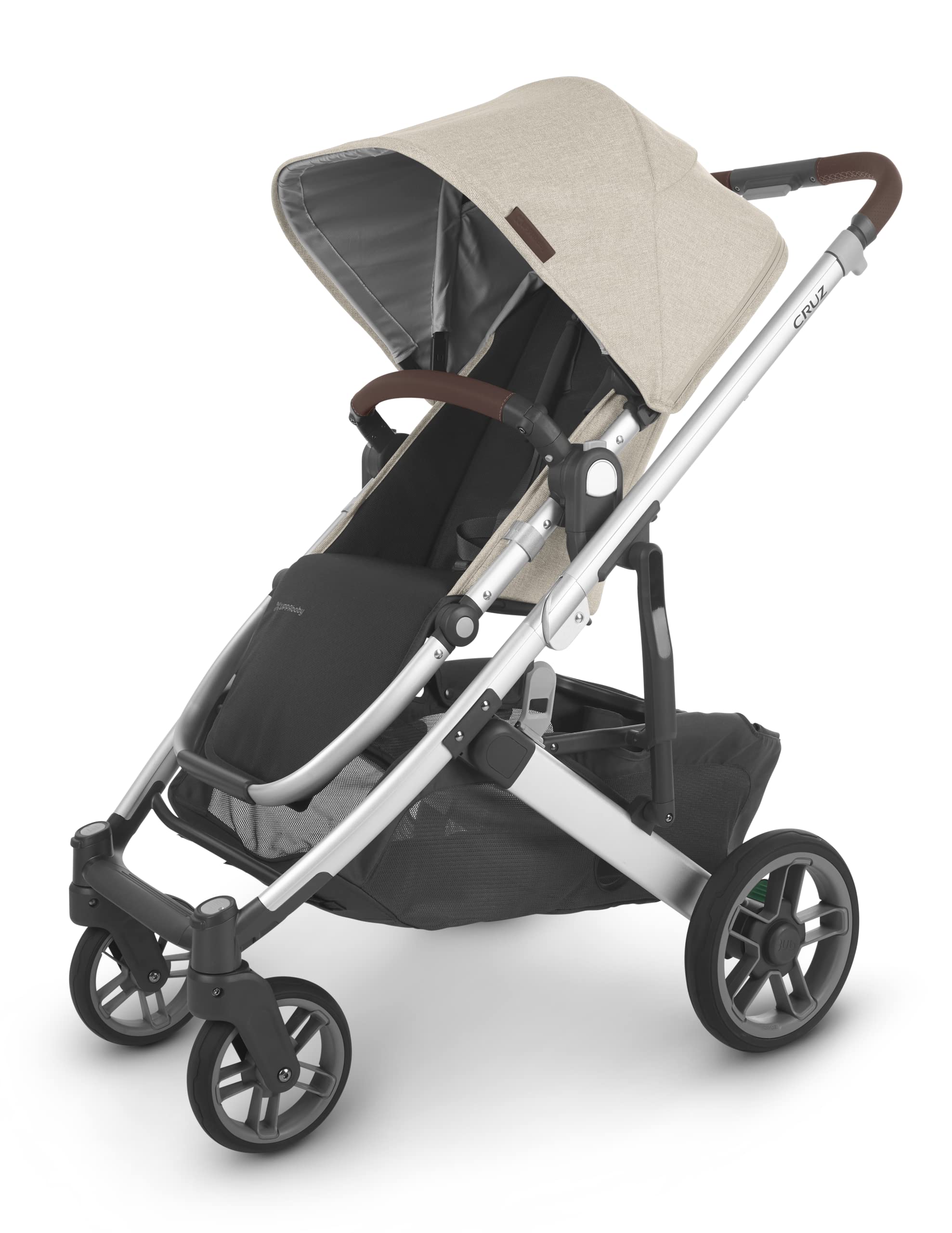 Cruz V2 Stroller - Declan - Oat Mélange | Silver Frame | Chestnut Leather